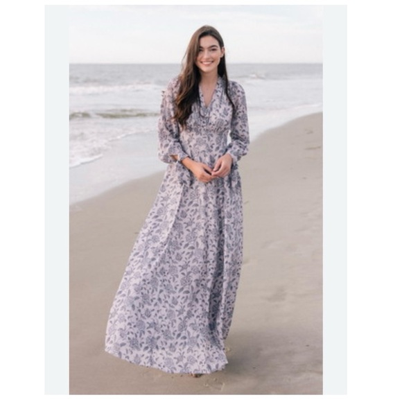GAL MEETS GLAM Floral Maxi Dress in Gray/ pale pink size 4 - Picture 1 of 12
